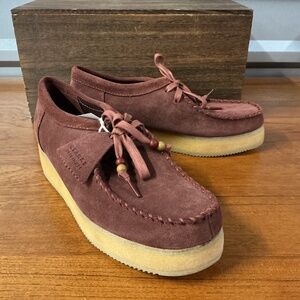 Clarks Originals Women Wallabee Lo Burgundy Suede Crepe Sole Chukka Boot Size 10